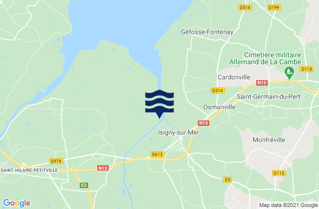 Mapa de mareas Isigny-sur-Mer, France