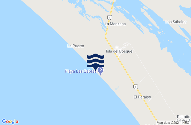 Mapa de mareas Isla del Bosque, Mexico