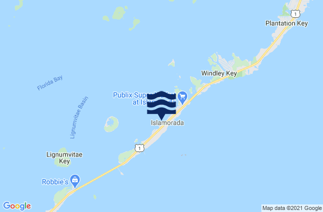 Mapa de mareas Islamorada (Upper Matecumbe Key Florida Bay), United States