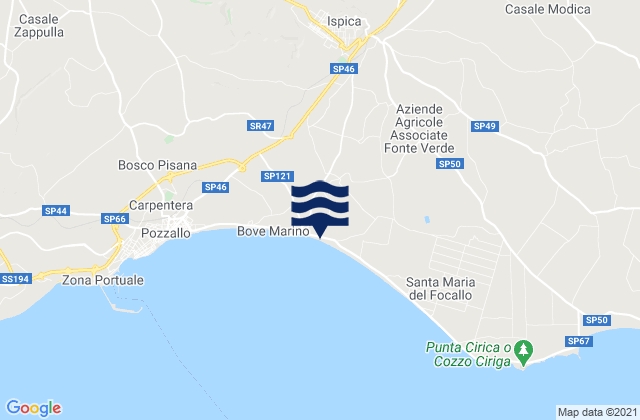 Mapa de mareas Ispica, Italy