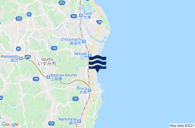 Mapa de mareas Isumi Shi, Japan
