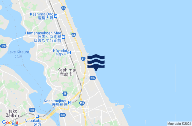 Mapa de mareas Itako, Japan
