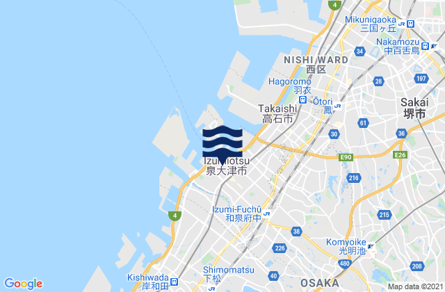 Mapa de mareas Izumiōtsu, Japan
