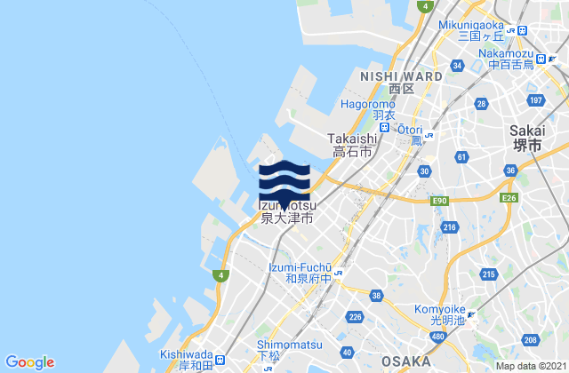 Mapa de mareas Izumiōtsu Shi, Japan