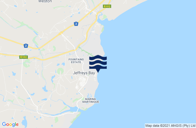 Mapa de mareas J-Bay, South Africa
