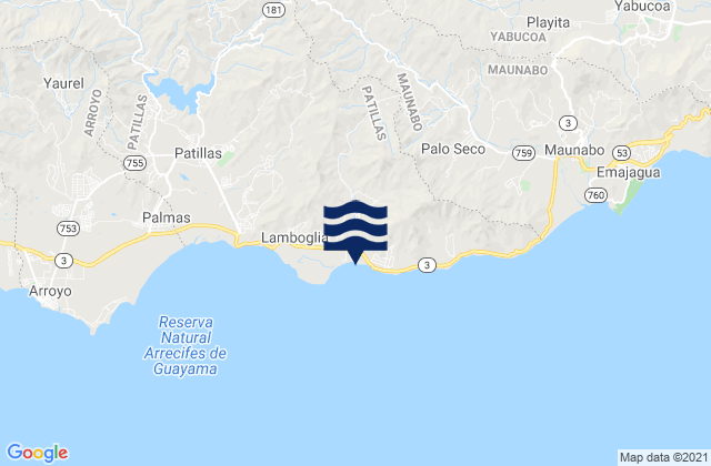 Mapa de mareas Jacaboa Barrio, Puerto Rico