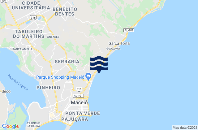 Mapa de mareas Jacarecica, Brazil