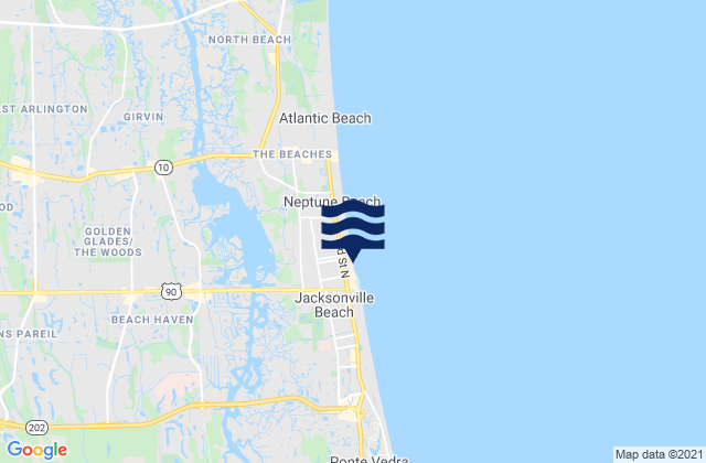 Mapa de mareas Jacksonville Beach, United States