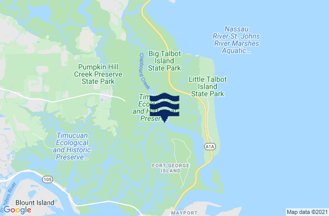 Mapa de mareas Jacksonville Navy Fuel Depot, United States