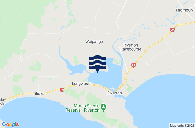Mapa de mareas Jacobs River Estuary, New Zealand