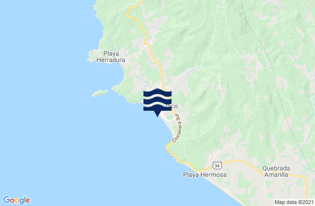 Mapa de mareas Jacó, Costa Rica