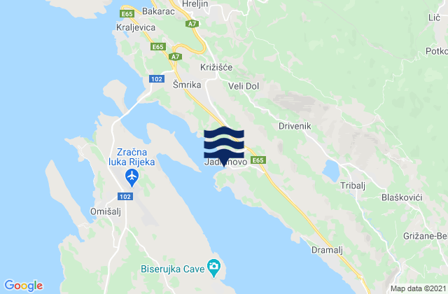 Mapa de mareas Jadranovo, Croatia