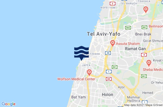 Mapa de mareas Jaffa, Israel