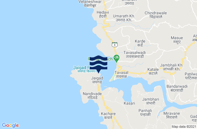 Mapa de mareas Jaigarh, India