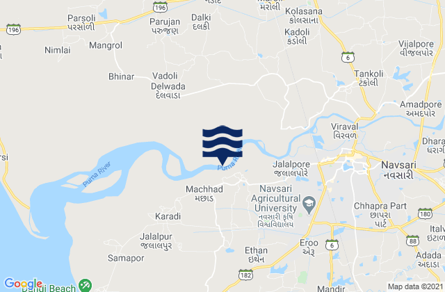 Mapa de mareas Jalalpore, India