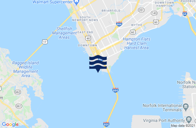Mapa de mareas James River Entrance, United States