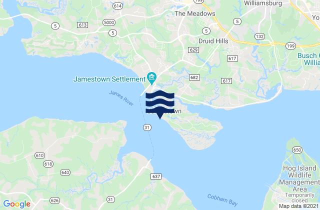 Mapa de mareas Jamestown Island (Church Point), United States
