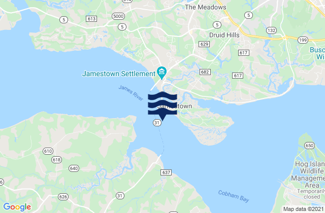 Mapa de mareas Jamestown Island Church Point, United States