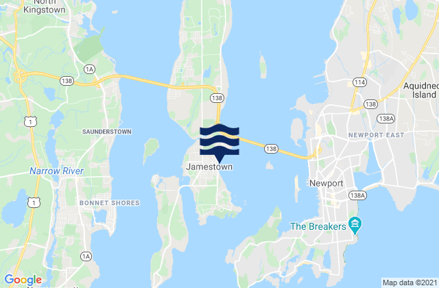 Mapa de mareas Jamestown, United States