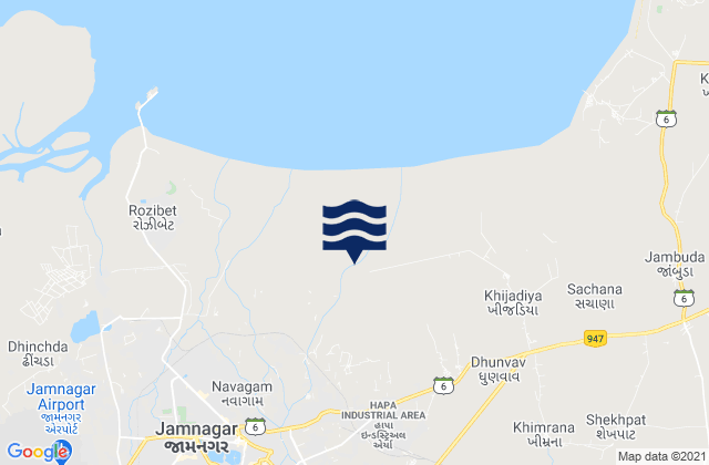 Mapa de mareas Jamnagar, India