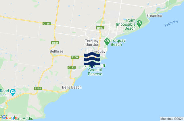 Mapa de mareas Jan Juc Back Beach, Australia