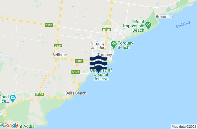 Mapa de mareas Jan Juc, Australia