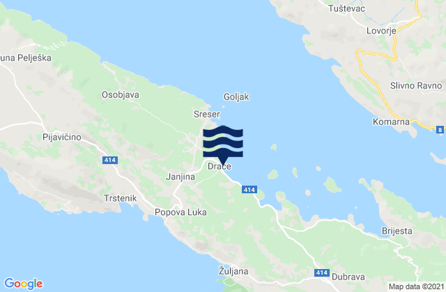Mapa de mareas Janjina, Croatia