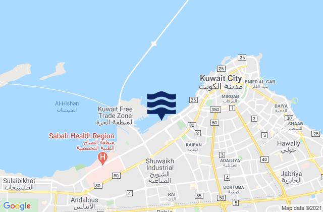 Mapa de mareas Janūb as Surrah, Kuwait