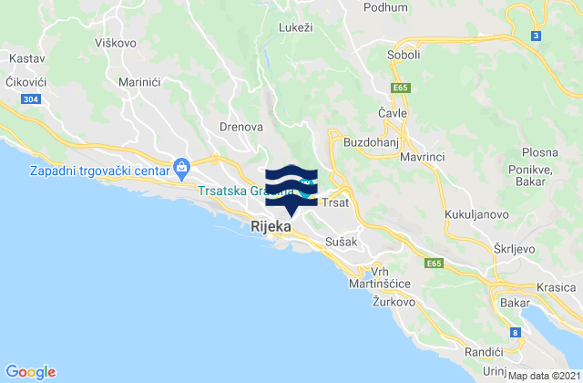 Mapa de mareas Jelenje, Croatia