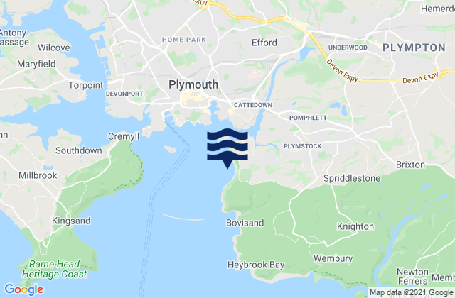 Mapa de mareas Jennycliff Bay, United Kingdom