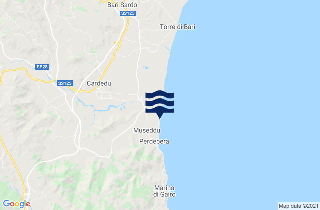 Mapa de mareas Jerzu, Italy