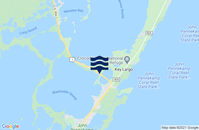 Mapa de mareas Jewfish Creek entrance Blackwater Sound, United States