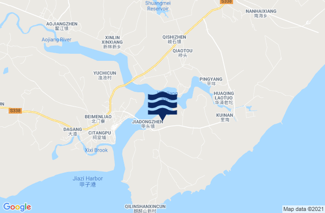 Mapa de mareas Jiadong, China