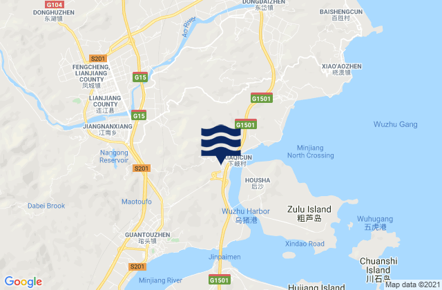 Mapa de mareas Jiangnan, China