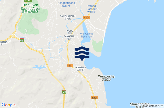 Mapa de mareas Jiangtian, China