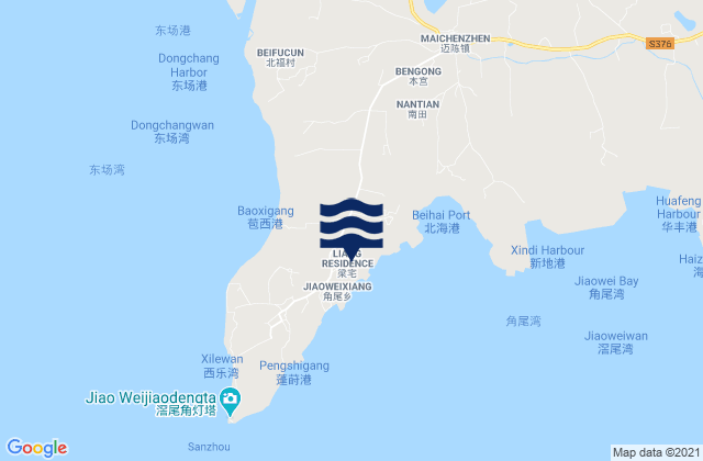 Mapa de mareas Jiaoweixiang, China