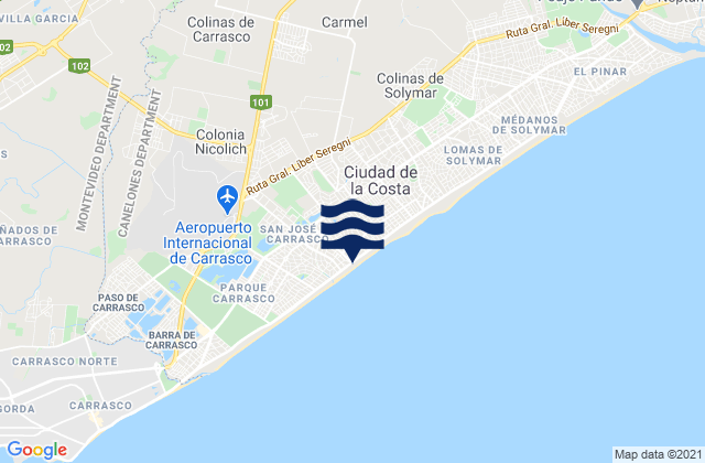 Mapa de mareas Joaquín Suárez, Uruguay