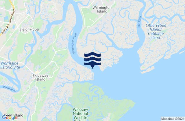 Mapa de mareas Joes Cut Wilmington River, United States