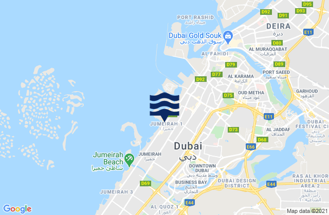 Mapa de mareas Jumeirah Beach, United Arab Emirates