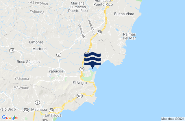 Mapa de mareas Jácanas Barrio, Puerto Rico