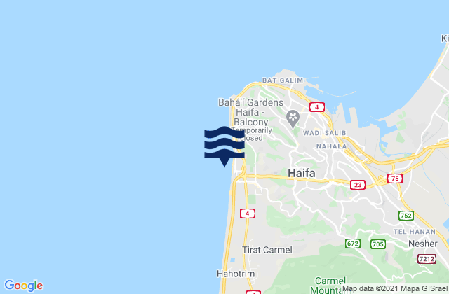Mapa de mareas Kadarim or Dado beach (Haifa), Palestinian Territory