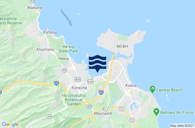 Mapa de mareas Kailua, United States