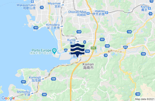 Mapa de mareas Kainan, Japan