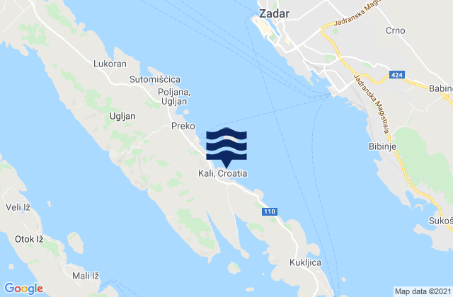 Mapa de mareas Kali, Croatia