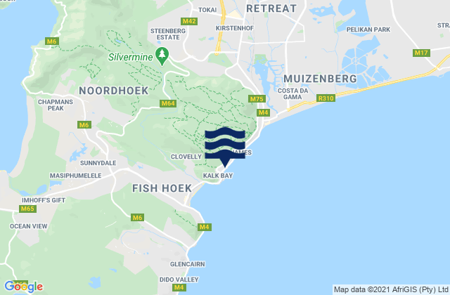 Mapa de mareas Kalk Bay Reef, South Africa