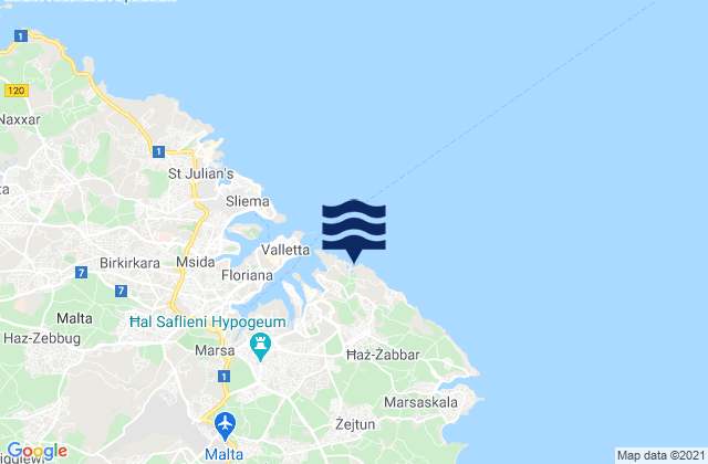 Mapa de mareas Kalkara, Malta