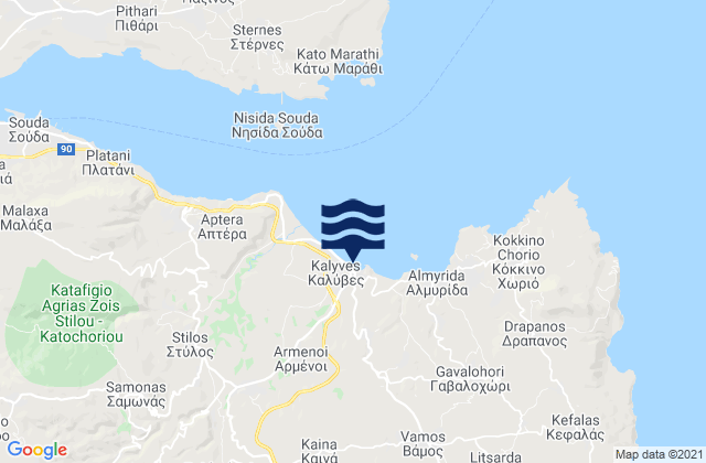 Mapa de mareas Kalýves, Greece