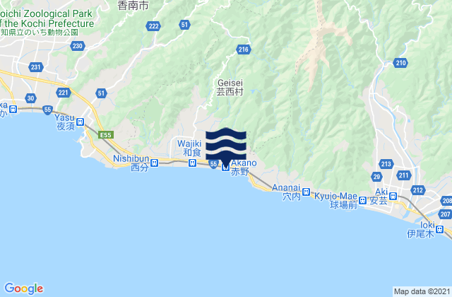 Mapa de mareas Kami Shi, Japan