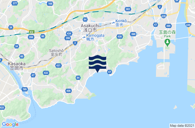 Mapa de mareas Kamogatachō-kamogata, Japan
