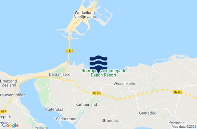 Mapa de mareas Kamperland, Netherlands